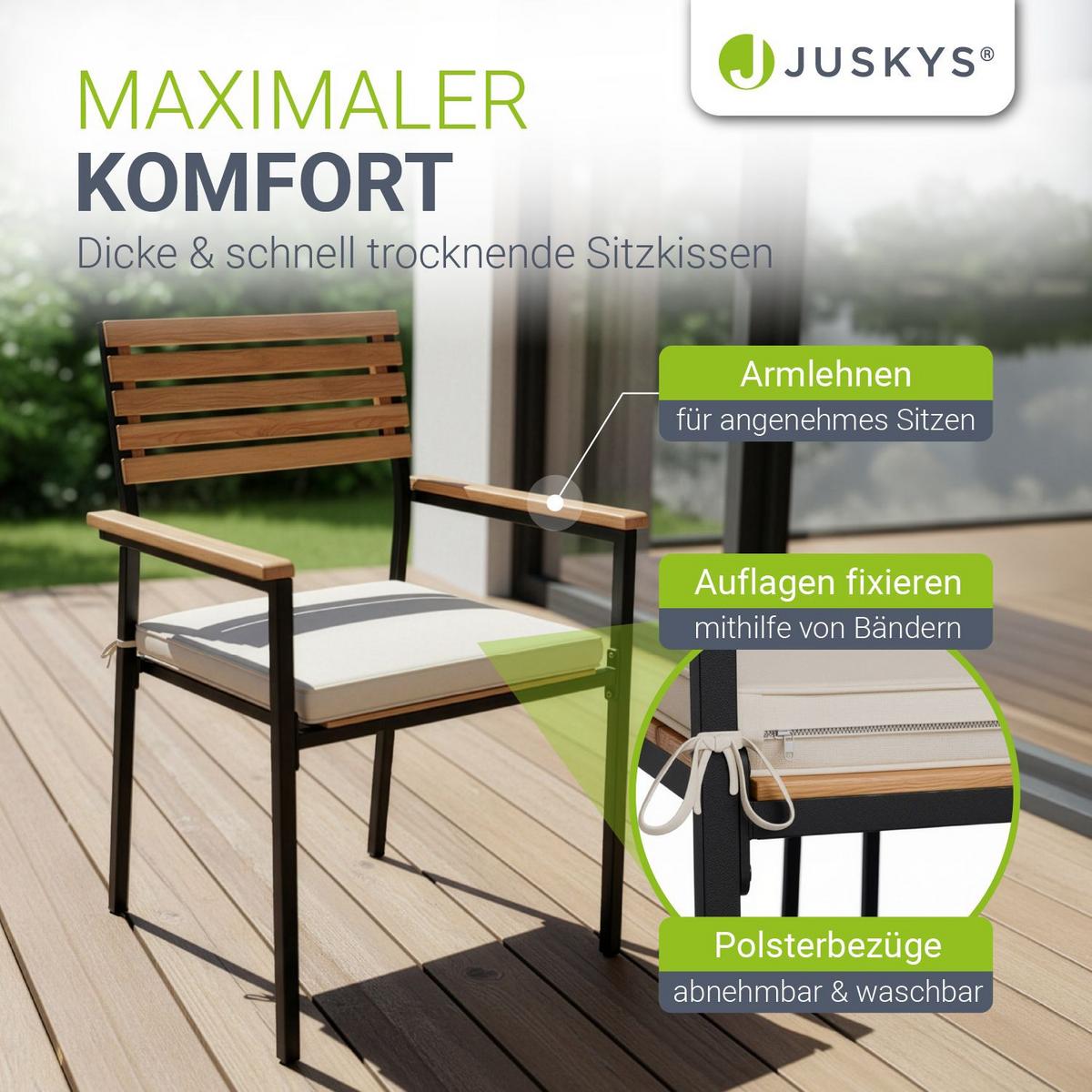 GARTENGARNITUR Rhodos Akazienholz 5-teilig - Braun, Holz/Metall - Juskys