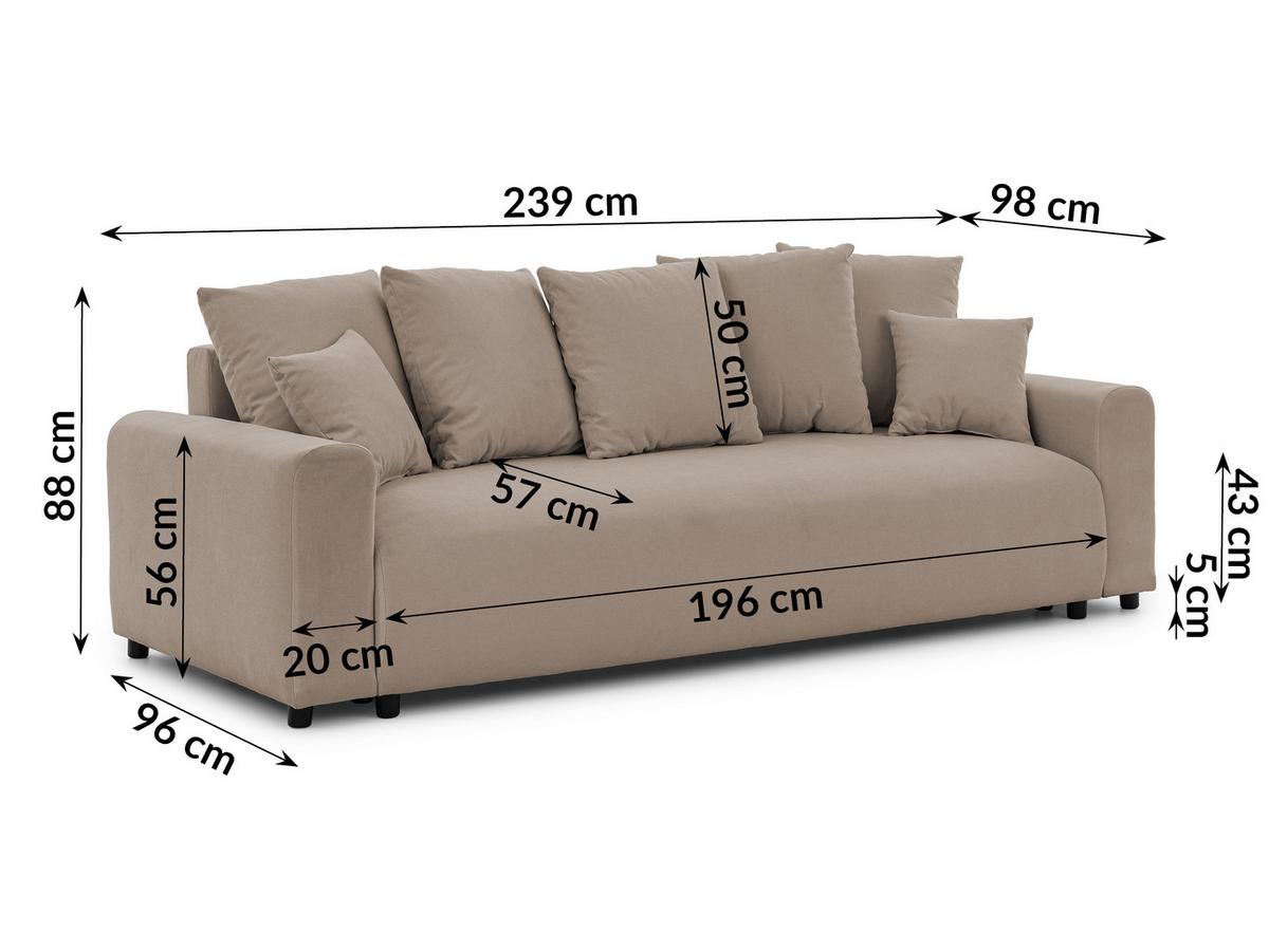 SCHLAFSOFA Calma mit Bettkasten im Bumpy-Design aus weichem Greige Webstoff - Greige/Schwarz, Holz/Kunststoff (239/88/98cm) - S-Style