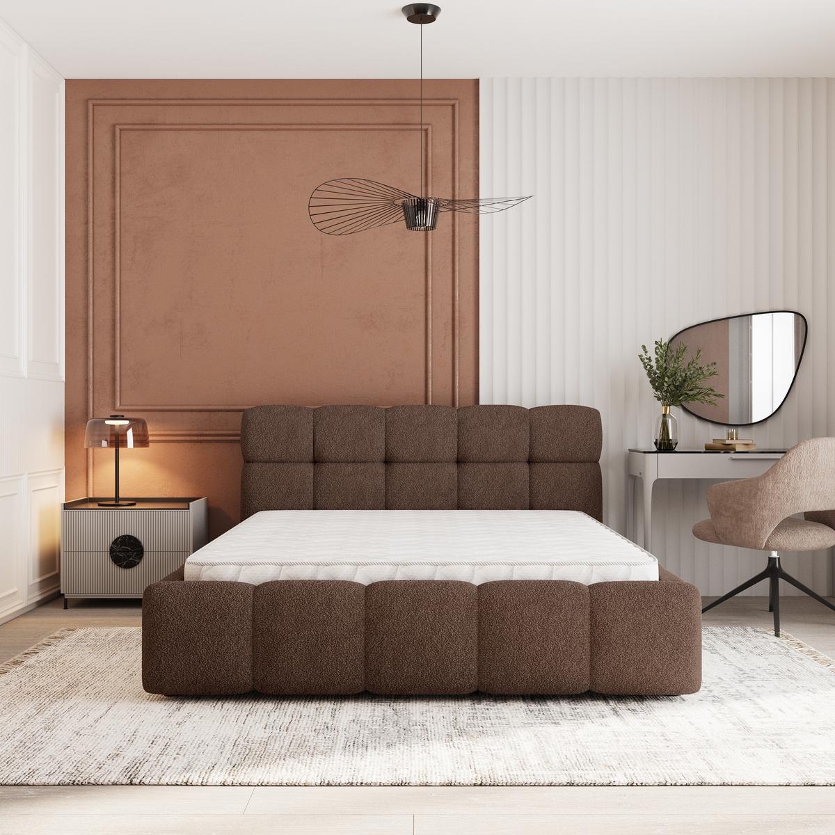 POLSTERBETT FARU Q 160x200 cm mit Bettkästen - Braun - Braun, Holz (160/200cm) - MASSENO