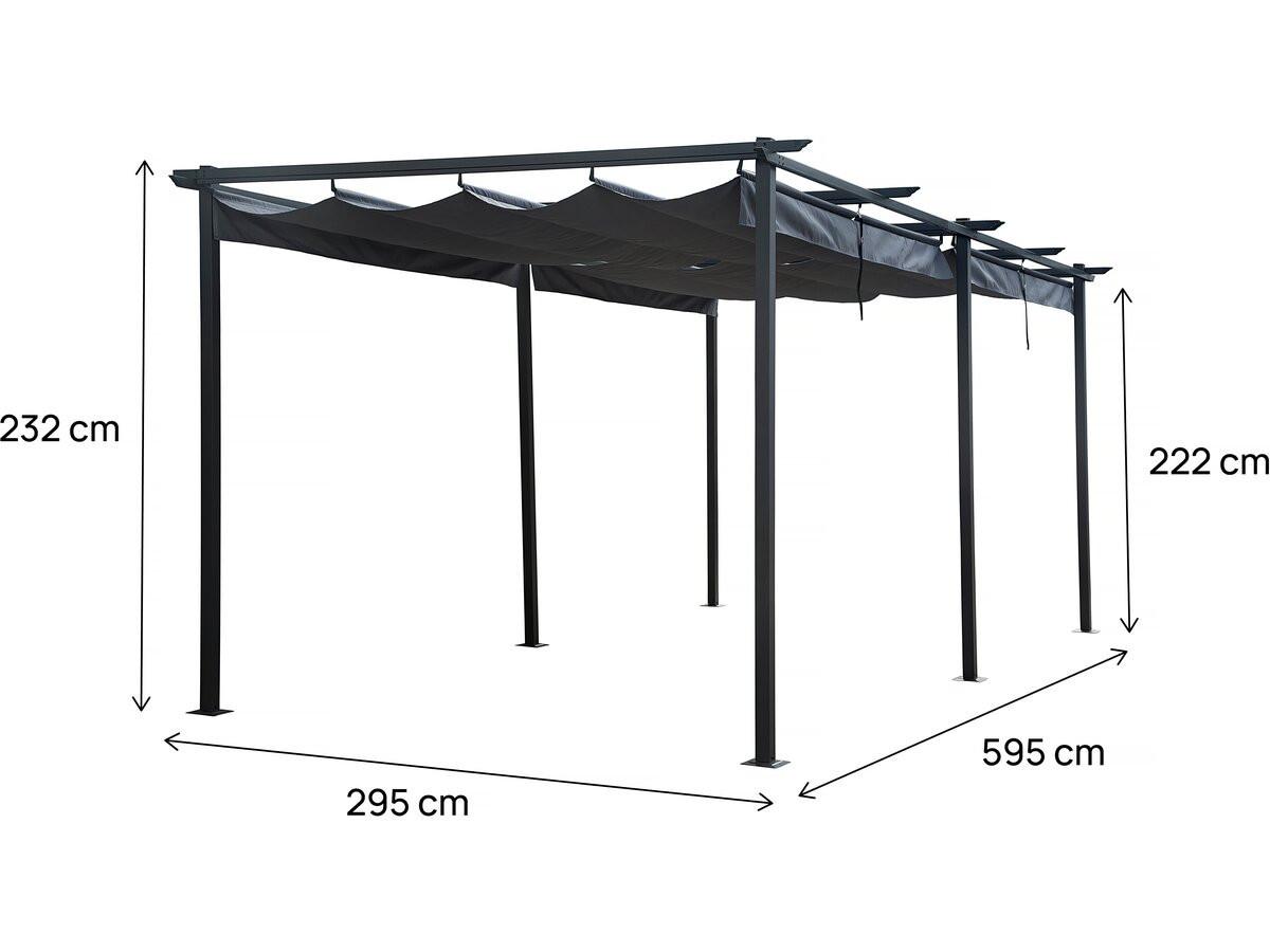 PERGOLA - MARKISE pergola en métal avec toit rétractable - 3 x 6 m - anthracite Anthrazit - Grau, Metall (295/232/595cm) - Habitat Garten