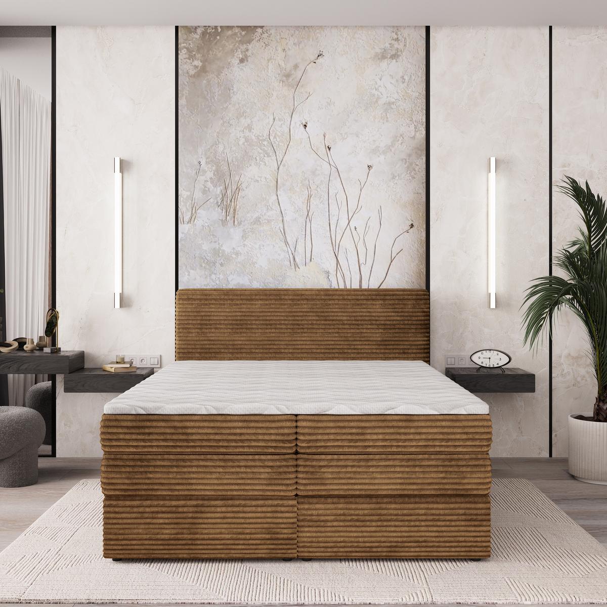 BOXSPRINGBETT LUNERA 160x200 cm mit Matratze und Topper - Kupferfarben - Kupferfarben, Holz (160/200cm) - MASSENO
