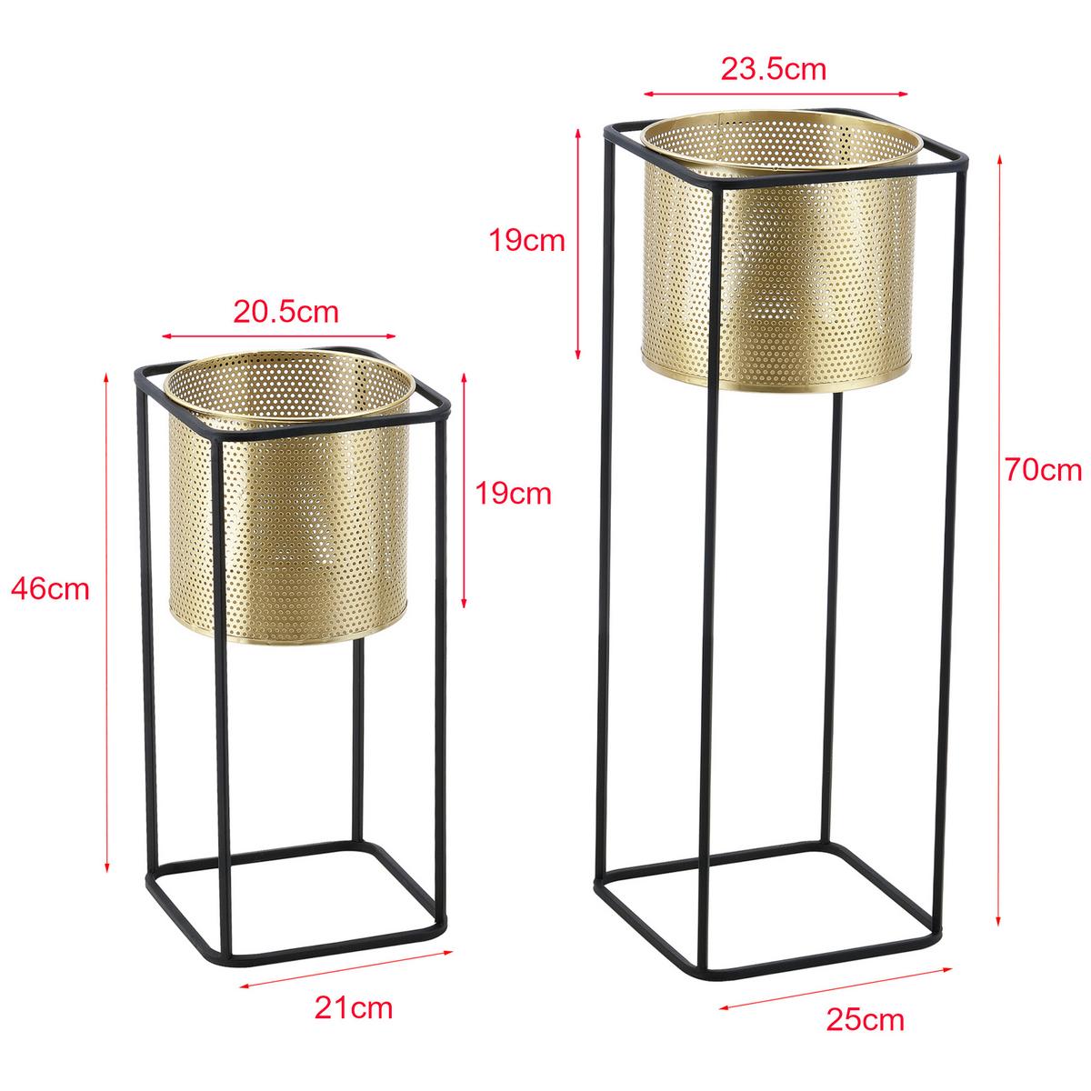 PFLANZSTÄNDER-SET 2 TLG. Mettet - Goldfarben/Schwarz, Metall (25/70/25cm) - [en.casa]