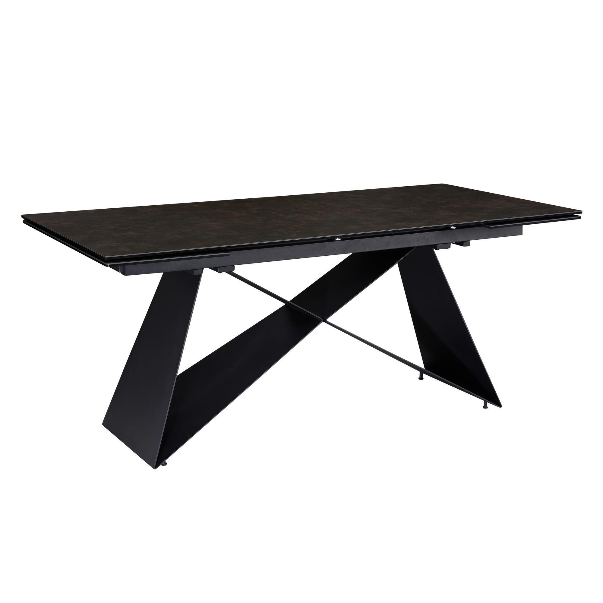 ESSTISCH Ausziehbar Keramik Glas Marmoroptik Rechteckig Groß, Schwarz 180x95x78 cm - Schwarz, Keramik/Metall (95/180/78cm) - KADIMA DESIGN