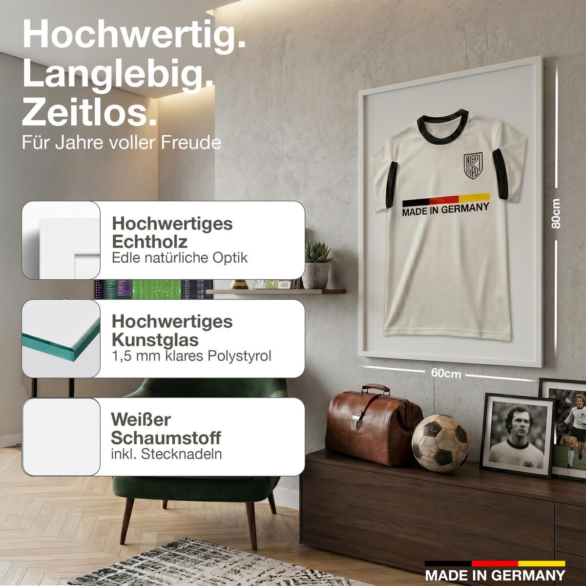 TRIKOTRAHMEN 60/80 mit weißem Hintergrund - Weiß, Holz (60/80cm) - K-Möbel