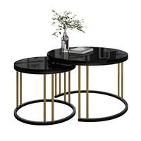COUCHTISCH 2 in 1 LORI MIX II Hochglanz - Goldfarben, Holzwerkstoff (70/70/48cm) - Lookway