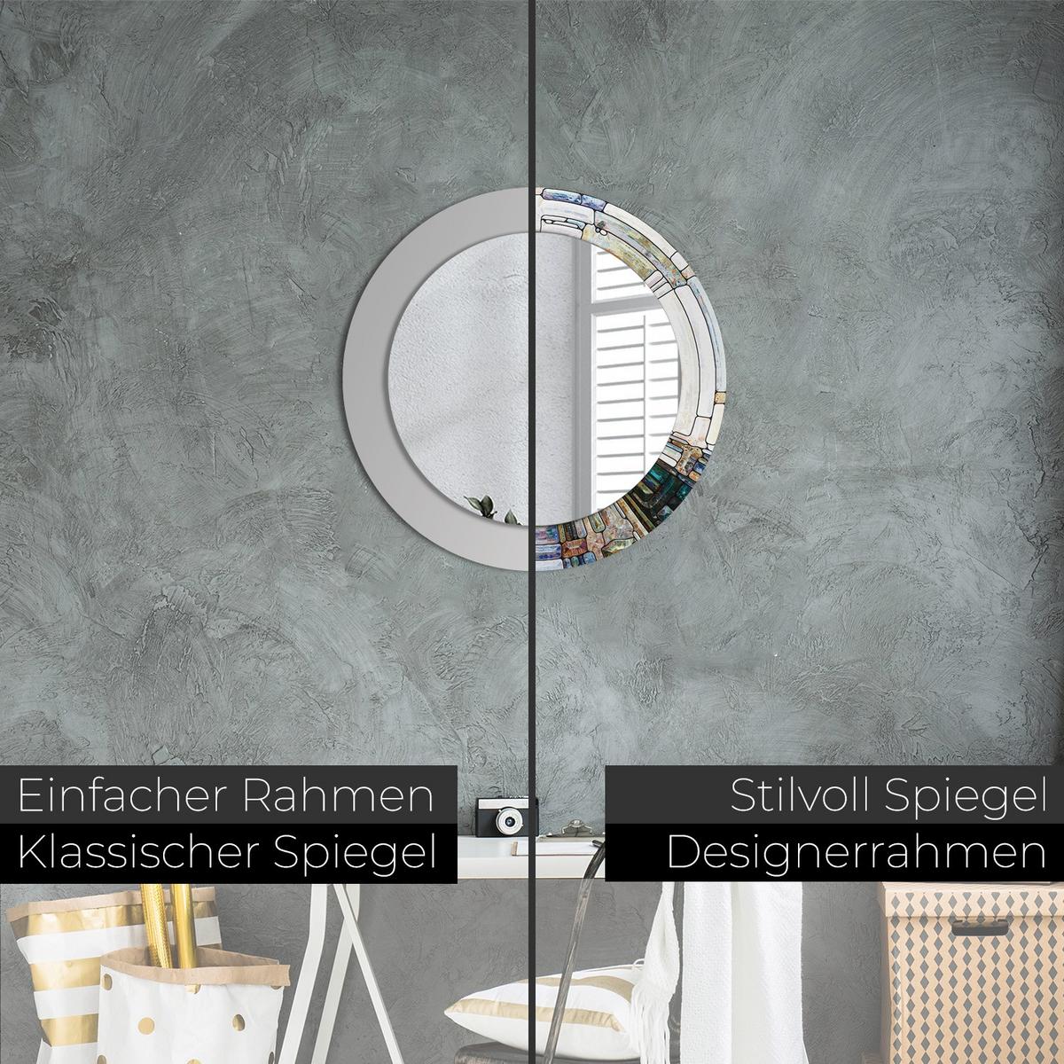 SPIEGEL Ø60 cm Rund mit Aufdruck - Beige, Glas (60/60/0.4cm) - TULUP