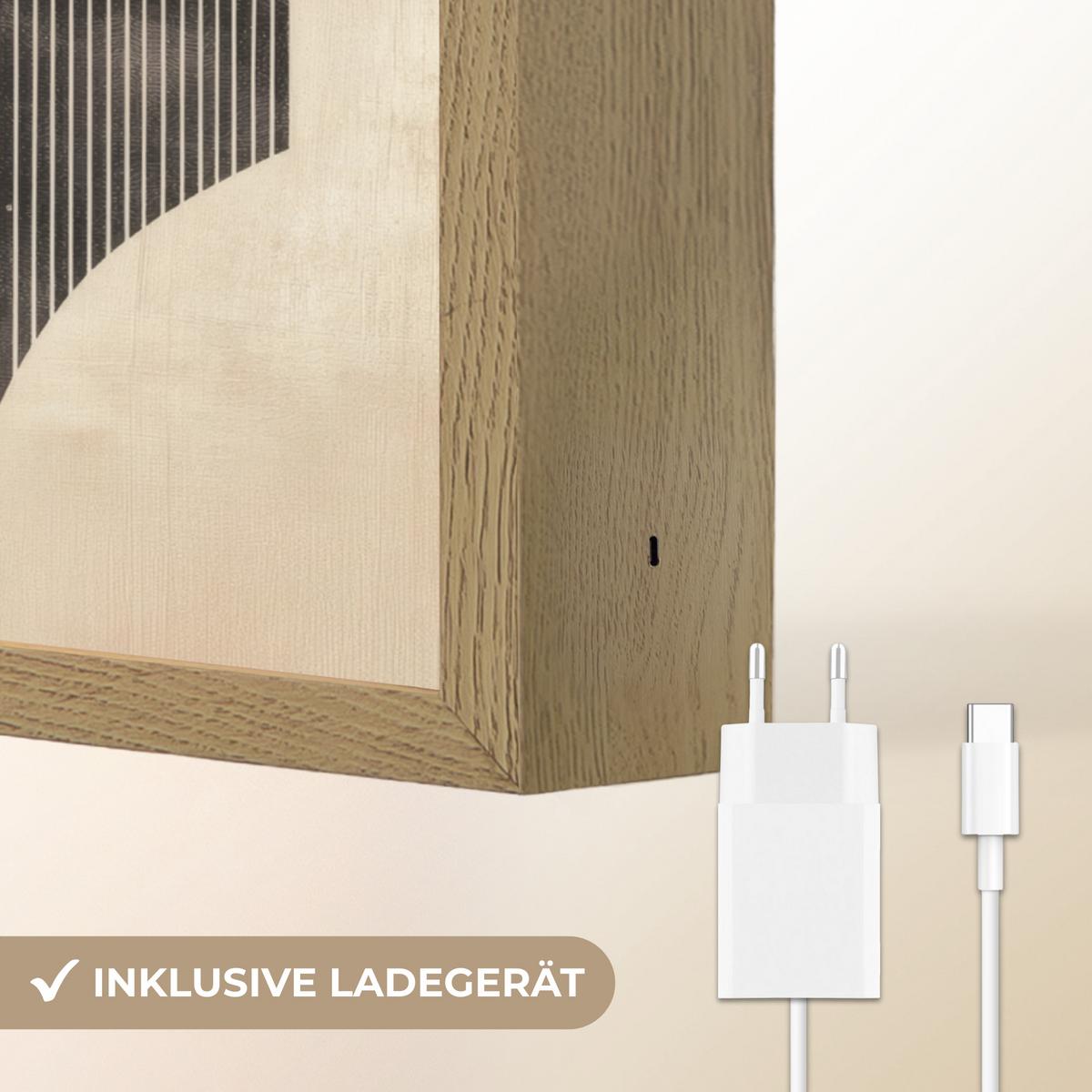 WANDLEUCHTE MIT AKKU Schleife - Streifen - Minimalistisch - Schwarz 30x40 cm - Beige, Holzwerkstoff (30/40/8cm) - OnlyWow