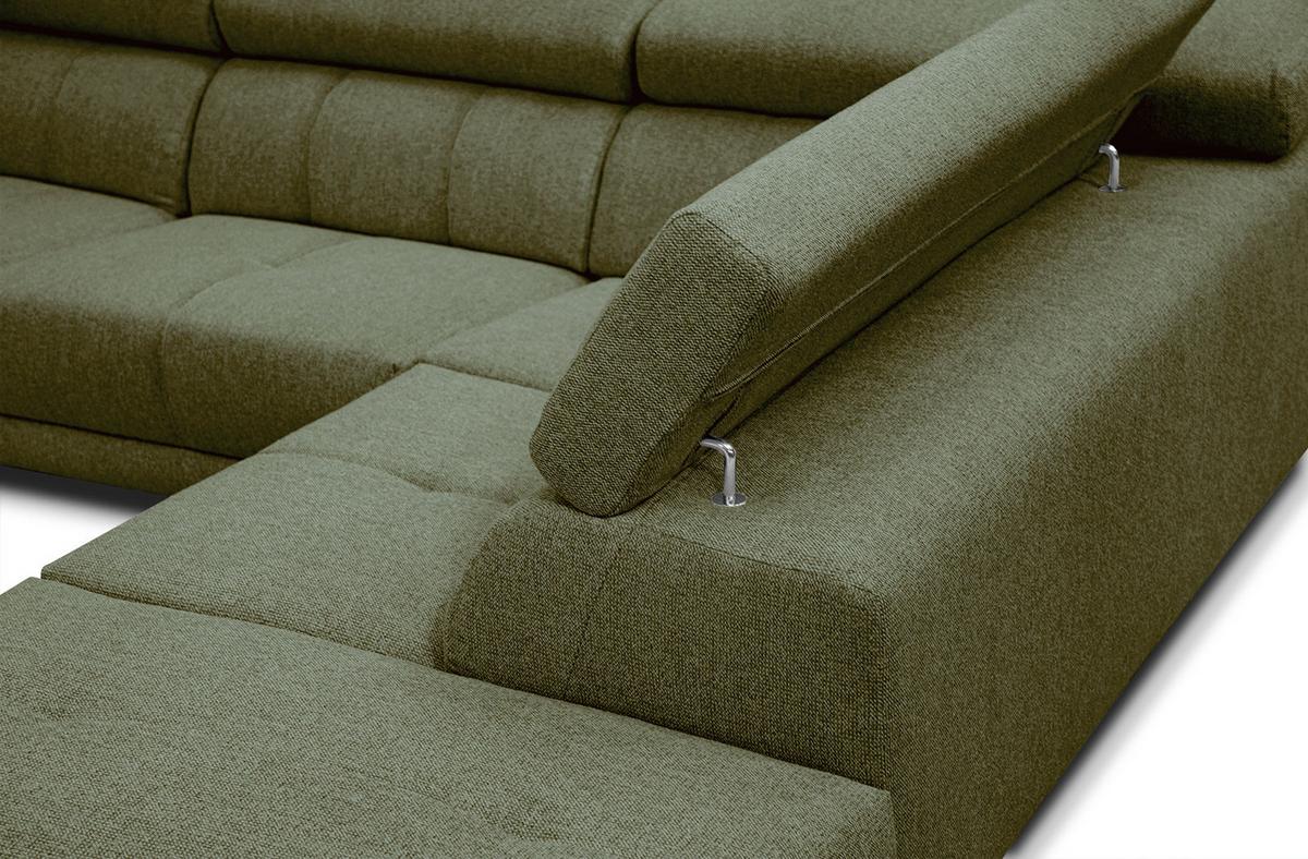 ECKSOFA MORELLO 5-Sitzer, olivgrün - Schwarz/Olivgrün, Holzwerkstoff/Textil (287/228cm) - Wozimo