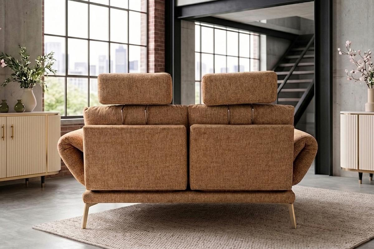SOFA HOLLY Braun Flachgewebe - Braun, Textil/Metall (176/90/92cm) - KAWOLA