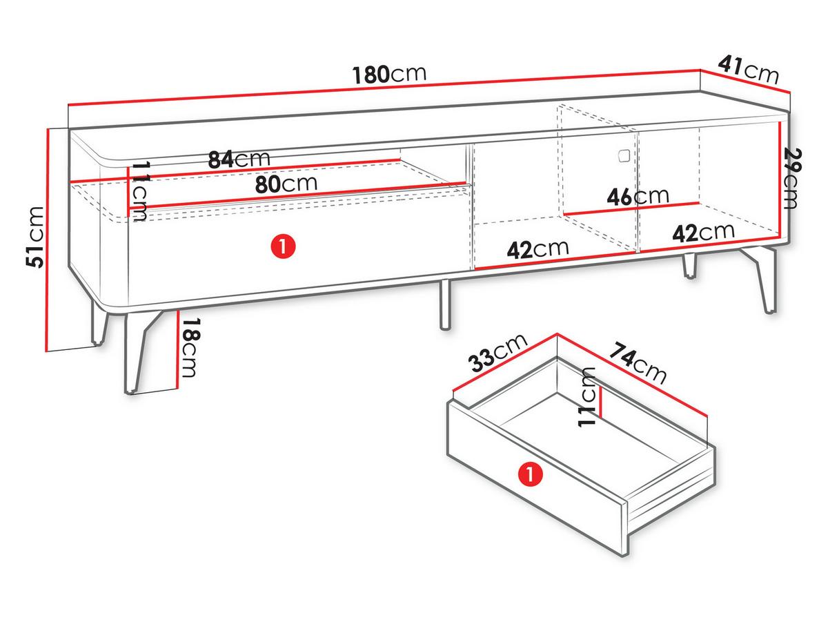 TV-LOWBOARD Aurena 2D1S AU06 - Kaschmir/Nussbaumfarben, Holzwerkstoff/Metall (180/51/41cm) - MIRJAN24