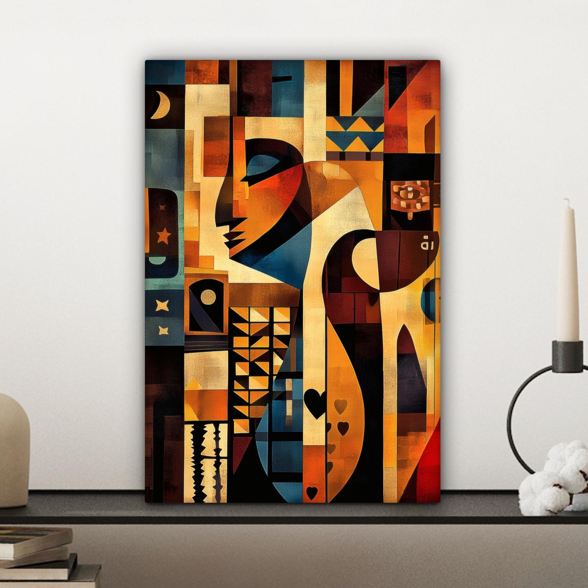 LEINWANDBILD Figuren - Abstrakt - Symbole Deko Wohnzimmer 20x30 cm - Terracotta, Textil (20/30cm) - MuchoWow