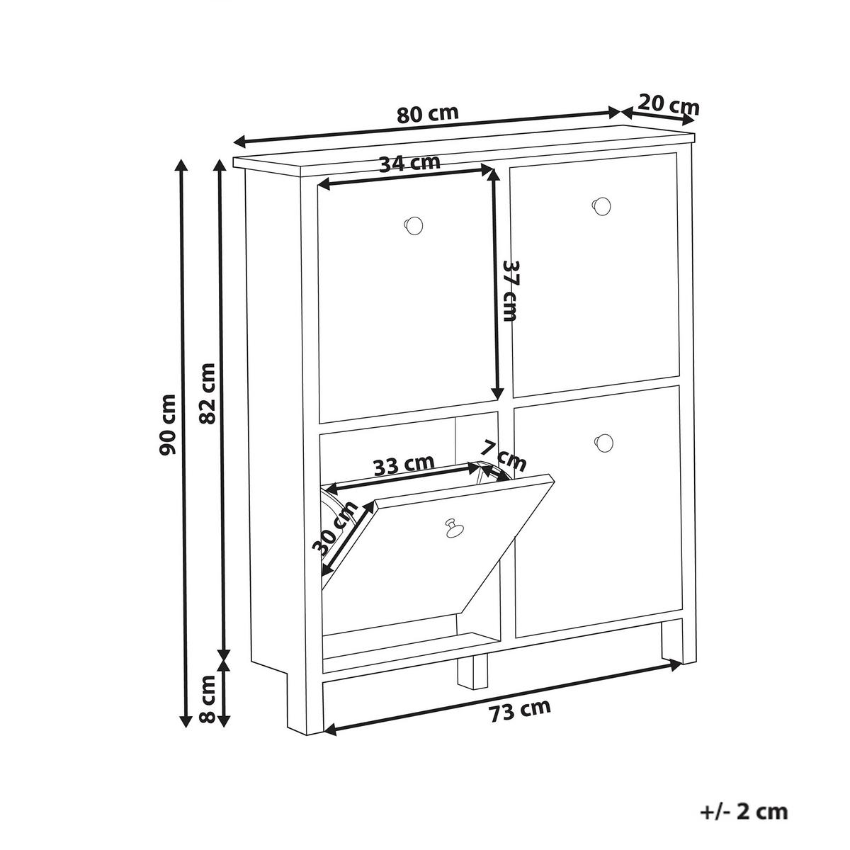 SCHUHSCHRANK Weiß Gibson - Weiß, Holzwerkstoff (80/90/20cm) - Beliani