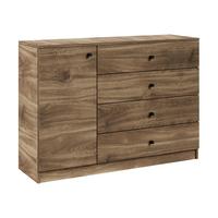 KOMMODE NESTOS 120/87/40cm mit 4 Schubladen 1 Türen Braun - Braun, Holzwerkstoff (120/87/40cm) - MASSENO