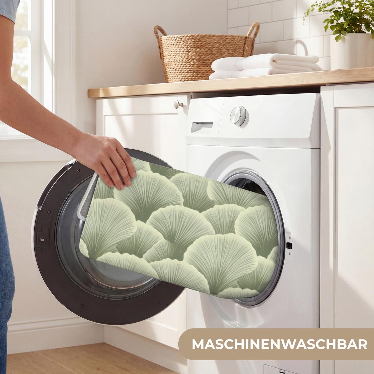 BADEMATTE Fächer - Blatt - Grün 80x50 cm - Pastellgrün, Textil (80/50cm) - OnlyWow