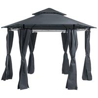 PAVILLON Stahl graphitgrau ⌀ 350 cm Portel - Schwarz/Grau, Metall (350/270/350cm) - Beliani