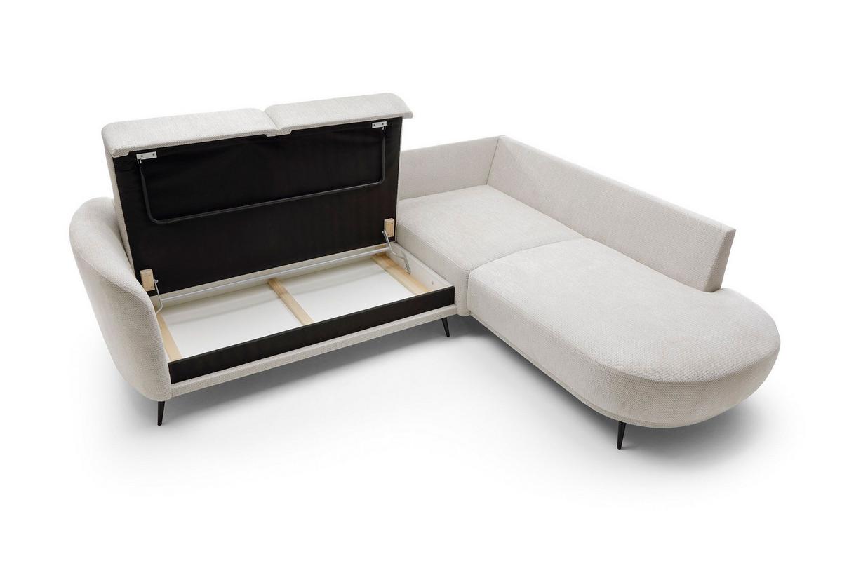 ECKSOFA ALPI Creme Chenille mit Schlaffunktion - Creme, Holz (262/220cm) - MASSENO