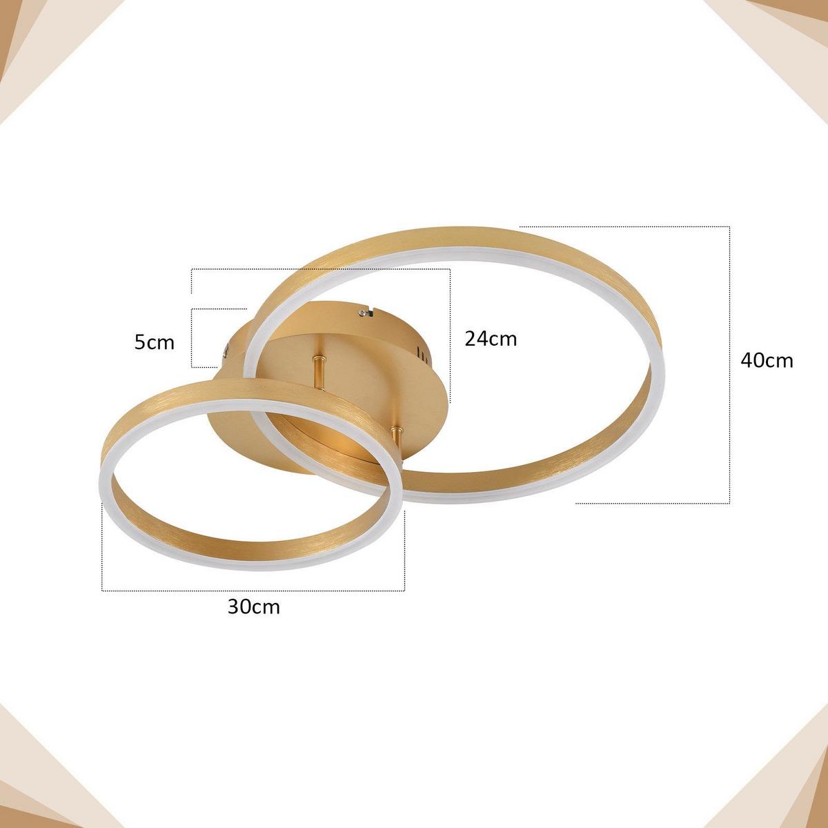 LED-DECKENLEUCHTE Macarthur 30/40/24cm - Goldfarben, Metall (40/30/24cm) - Nettlife