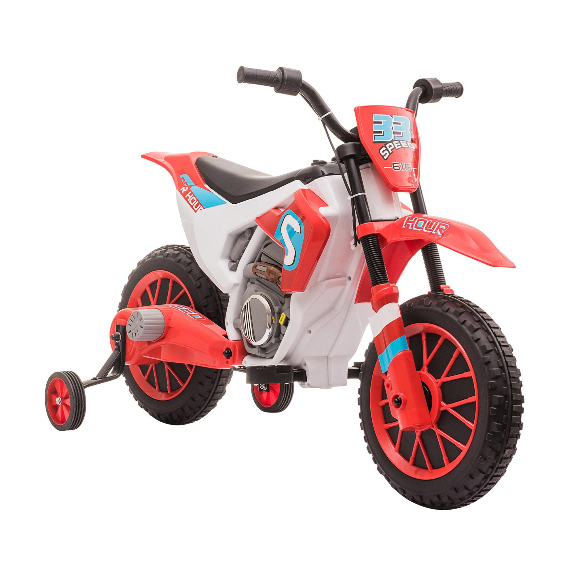 ELEKTRO KINDERMOTORRAD, Blau/Grün/ Rot, PP+ Metall - Rot, Kunststoff (106.5/51.5/68cm) - HOMCOM