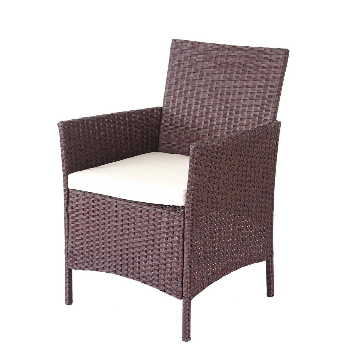 POLY-RATTAN GARNITUR Braun, Cremeweiß - Braun/Weiß, Kunststoff - MCW