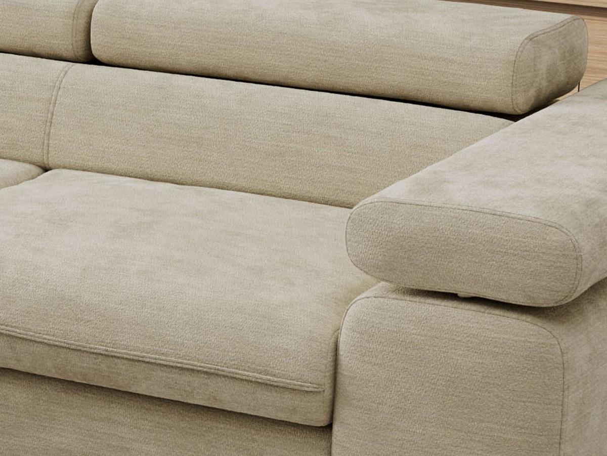 ECKSOFA PABLO L Beige Schenille glatt - Links Seite mit T25 Topper - Beige/Schwarz, Textil/Metall (208/273cm) - MKS