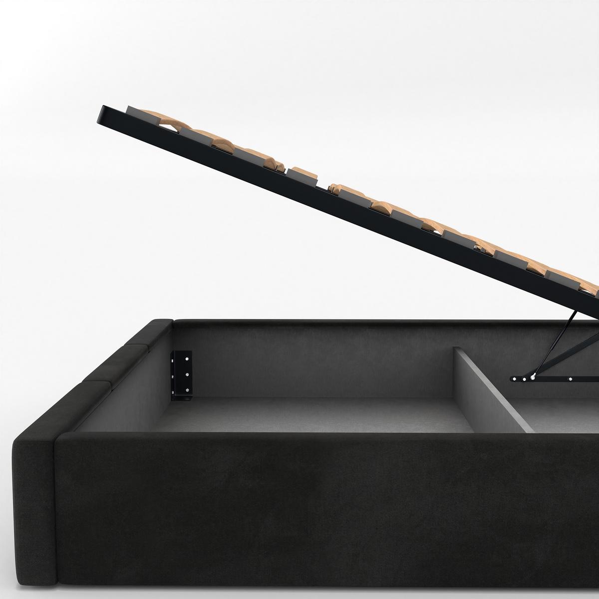 POLSTERBETT für Schlafzimmer Einzelbett mit Stauraum Schwarz 90x200 - Schwarz, Holzwerkstoff (90/200cm) - Muralo