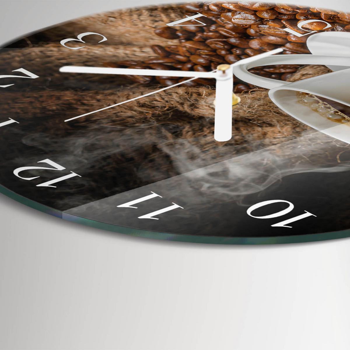 WANDUHR aus Glas Ø30 cm - Kaffee - Braun, Glas (30/30/0.4cm) - TULUP