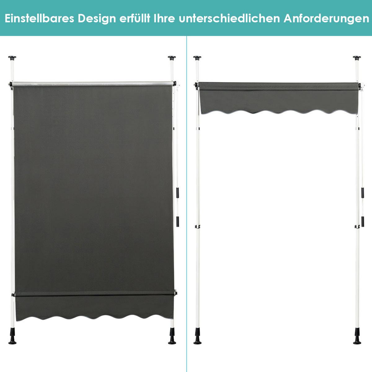 KLEMMMARKISE Grau - Grau, Metall (150/300/125cm) - COSTWAY