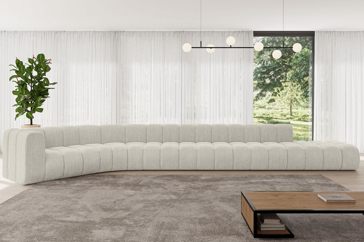 ECKSOFA modulares Sofa Tilmo-L3 - 581x194x70 cm Creme - Hellgrau/Creme, Holzwerkstoff/Textil (581/194cm) - ALTDECOR