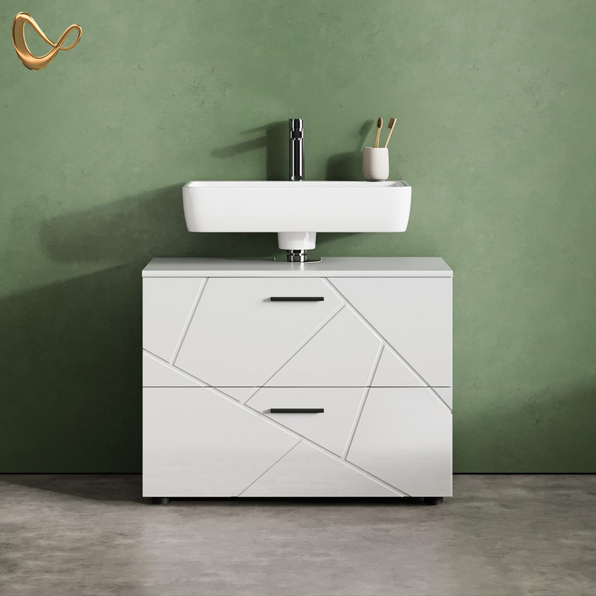 WASCHBECKENUNTERSCHRANK Ronco Weiß Hochglanz 80 x 58.6 cm - Weiß Hochglanz, Holzwerkstoff (80/58.6/41cm) - Livinity®