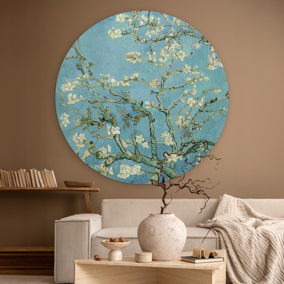 WANDBILD Van Gogh - Mandelblüte - Alte Meister - Kunst - Vintage Wandbild 120x120 cm - Pastellblau, Kunststoff (120/120cm) - MuchoWow