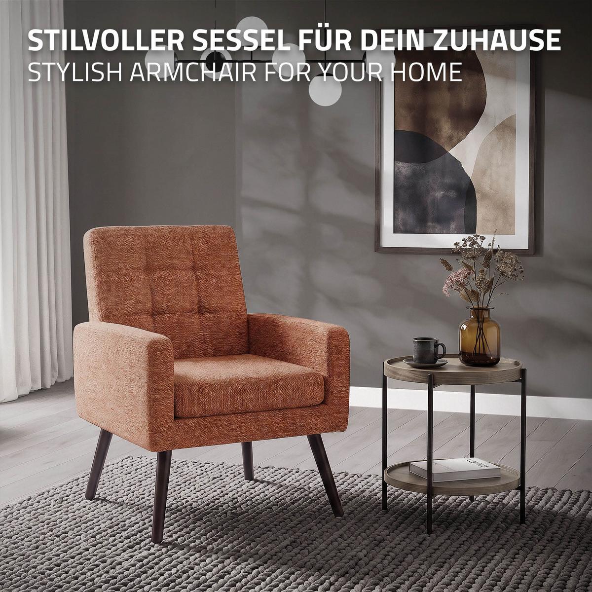 SESSEL mit Stahlbeinen und Webstruktur Relaxsessel 66,5x80x63,5 cm Rot - Rot/Schwarz, Textil/Metall (66.5/80/63.5cm) - ML-DESIGN