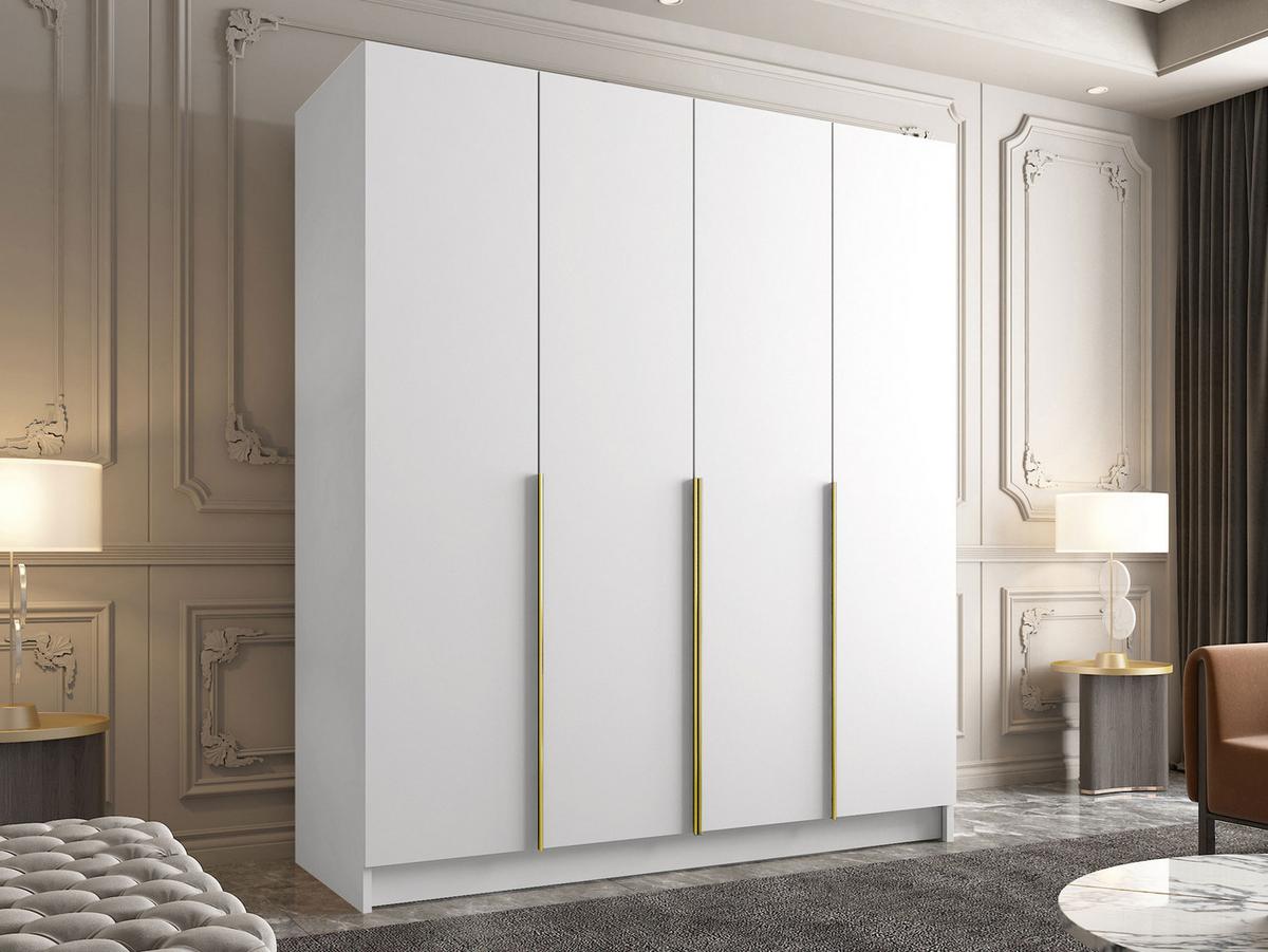 KLEIDERSCHRANK Santi I - Goldfarben/Weiß, Holzwerkstoff/Metall (200/215/58cm) - MIRJAN24