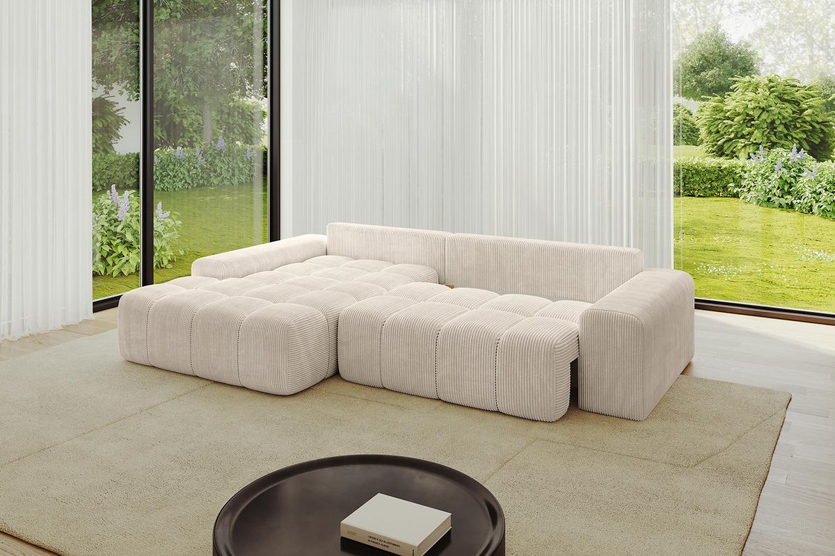 ECKSOFA Ottomane Links ENSI-L - 267x164x69 cm Beige - Beige, Holzwerkstoff/Kunststoff (267/164cm) - ALTDECOR