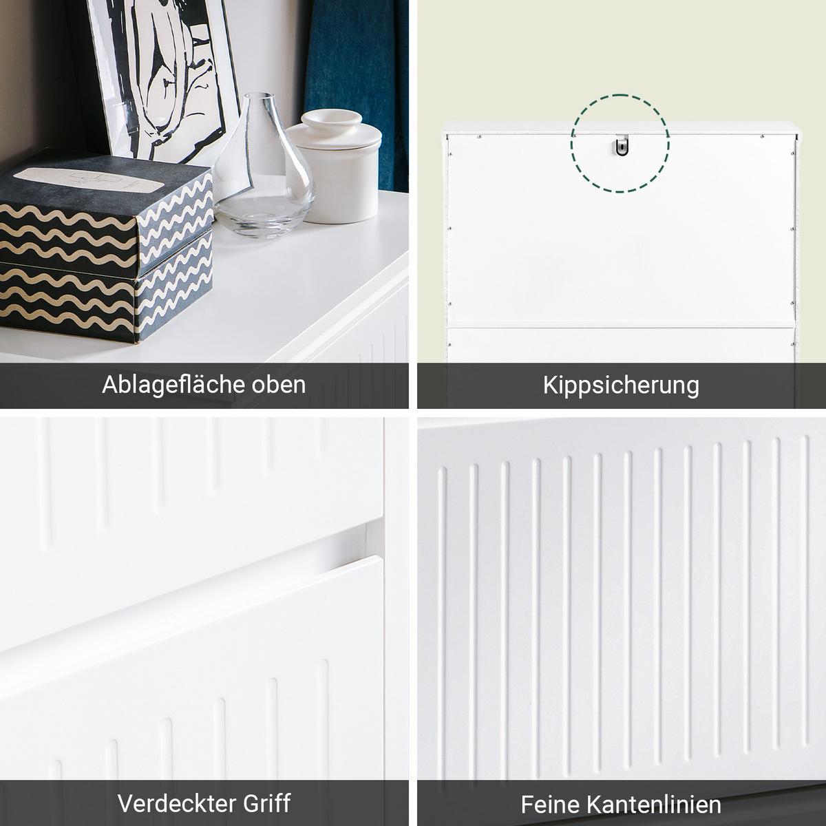SCHUHSCHRANK mit 2 Klappen Weiß - Weiß, Holzwerkstoff (61/100/26cm) - SoBuy