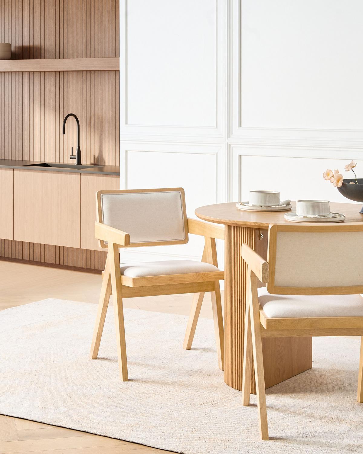 ESSZIMMERSTUHL 2er-Set Hellbraun Carmody - Hellbraun/Beige, Holz (50/80/54cm) - Beliani