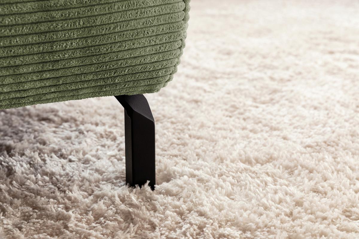 ECKSOFA DELIA Grün Cord Relaxfunktion - Schwarz/Olivgrün, Textil/Metall (276/219cm) - KAWOLA