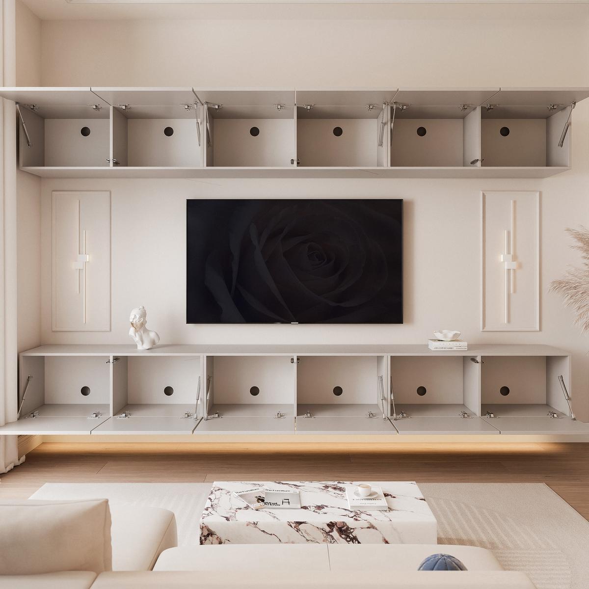 TV-LOWBOARD ANGEL V mit LED-Beleuchtung, 300 cm Kaschmir - Kaschmir, Holzwerkstoff (300/36/40cm) - Idohome