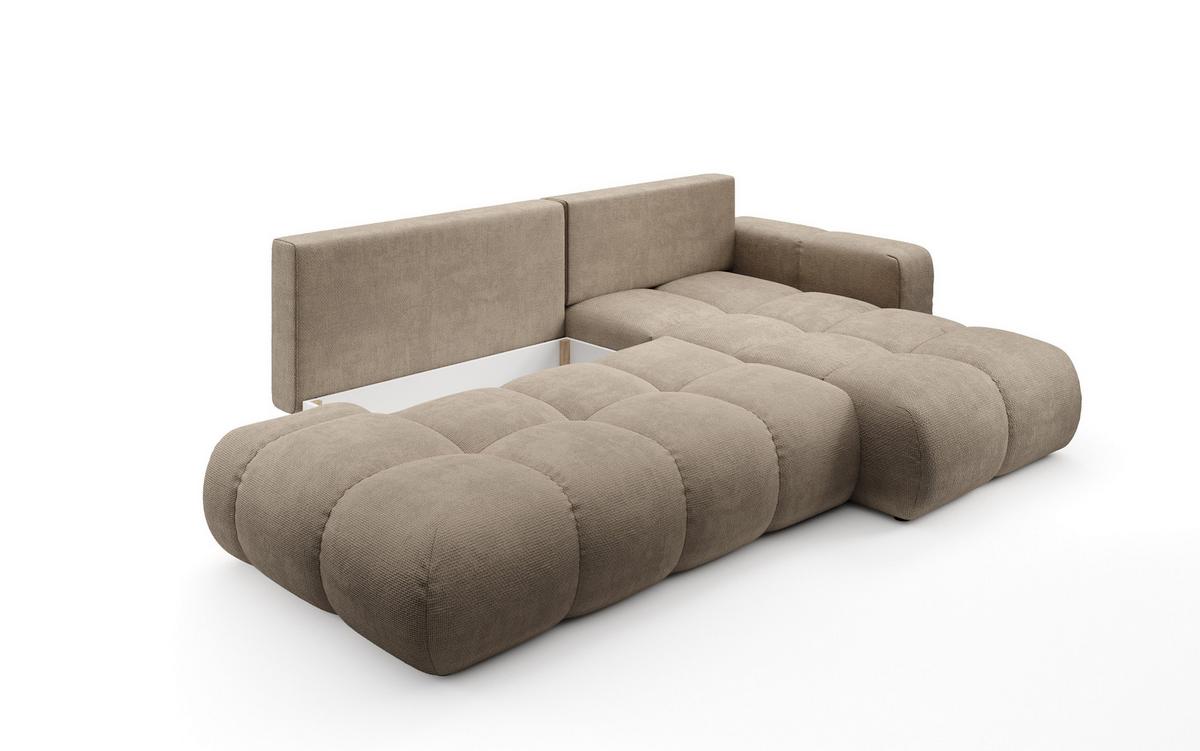 ECKSOFA DUCA R-S Grau Chenille mit Schlaffunktion - Sandfarben, Holz (266.5/266.5cm) - MASSENO