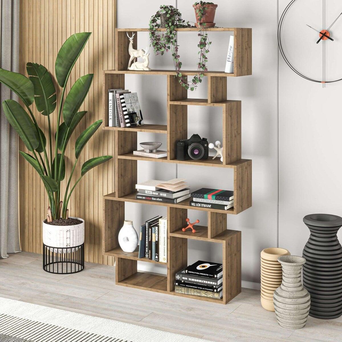 BÜCHERREGAL mit Fächern 96/25/168 cm - Beige, Holzwerkstoff (25.5/168.5/28cm) - Calicosy
