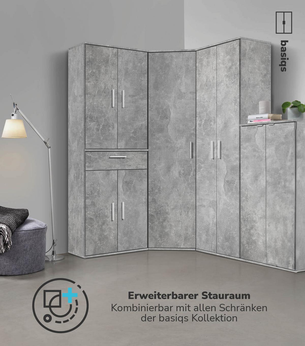 MEHRZWECKSCHRANK Der Praktische - Weiß/Grau, Holzwerkstoff (60/91/34cm) - Mokebo