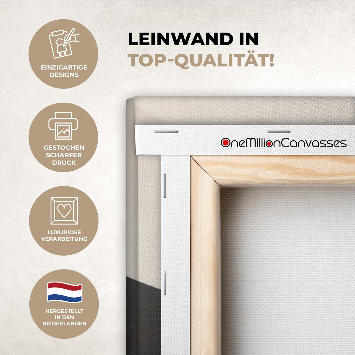 LEINWANDBILD Abstrakt - Landschaft - Wellen - Cremefarben Wandbild Wohnzimmer 60x80 cm - Cappuccino, Textil (60/80cm) - MuchoWow