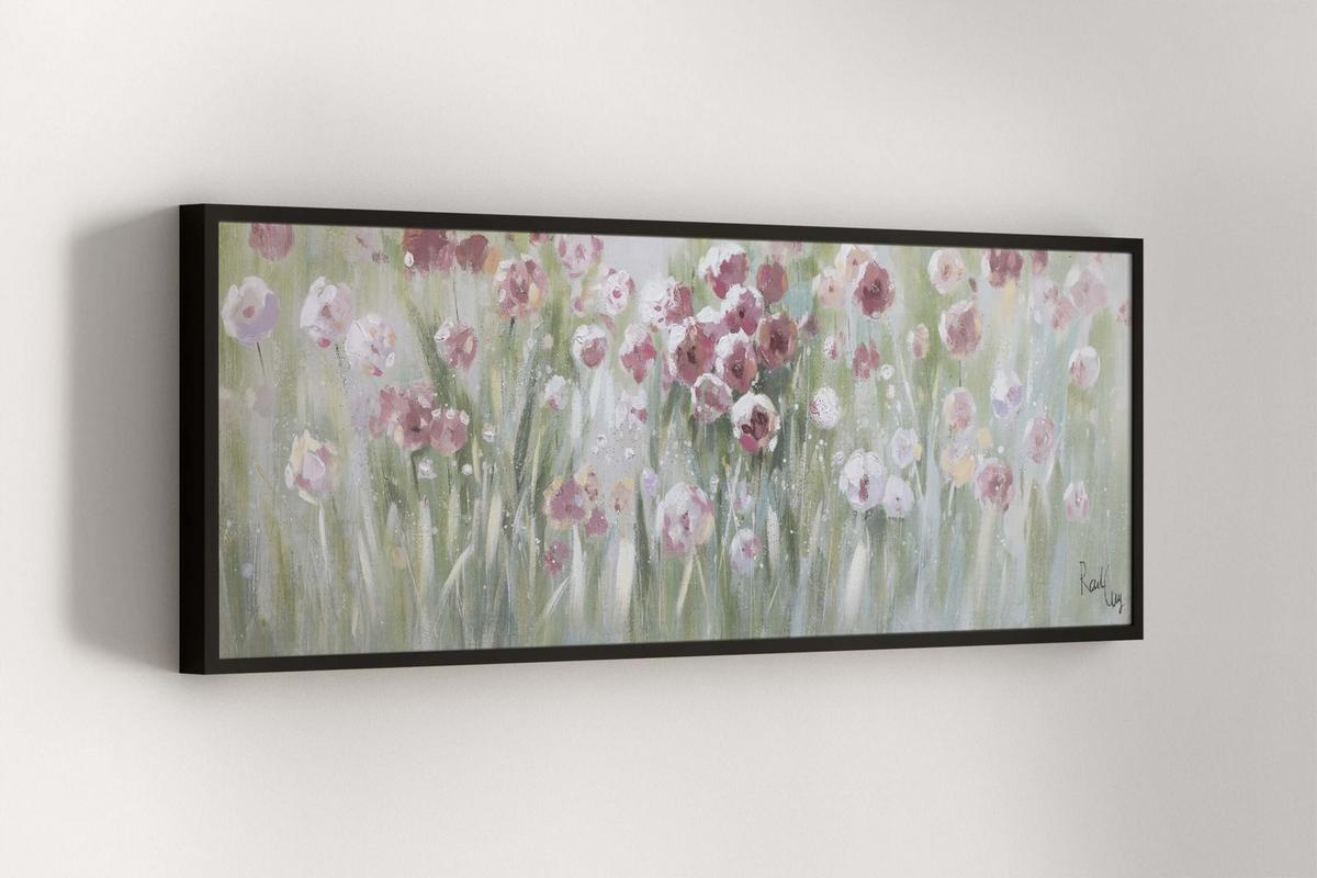 ACRYLBILD HANDGEMALT 150/50 cm - Pink/Grün, Holz/Textil (150/50cm) - KUNSTLOFT