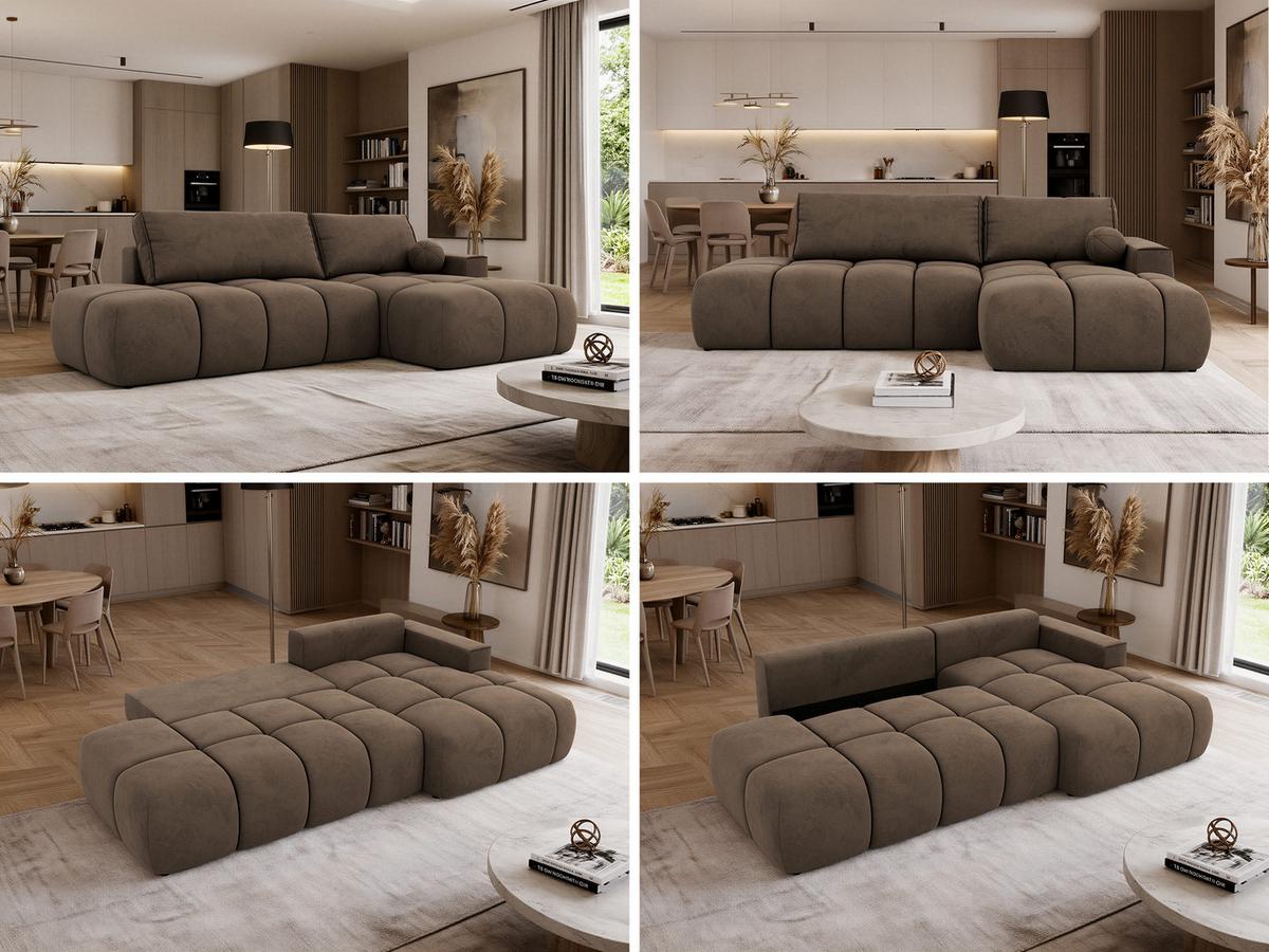 ECKSOFA LORAN L Braun Velvet - Rechts - Schwarz/Braun, Kunststoff/Textil (292/170cm) - MKS