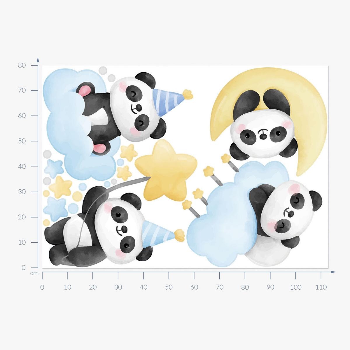 WANDAUFKLEBER 80x113cm - Pandabären - Multicolor, Kunststoff (80/113/0.1cm) - Wallfluent