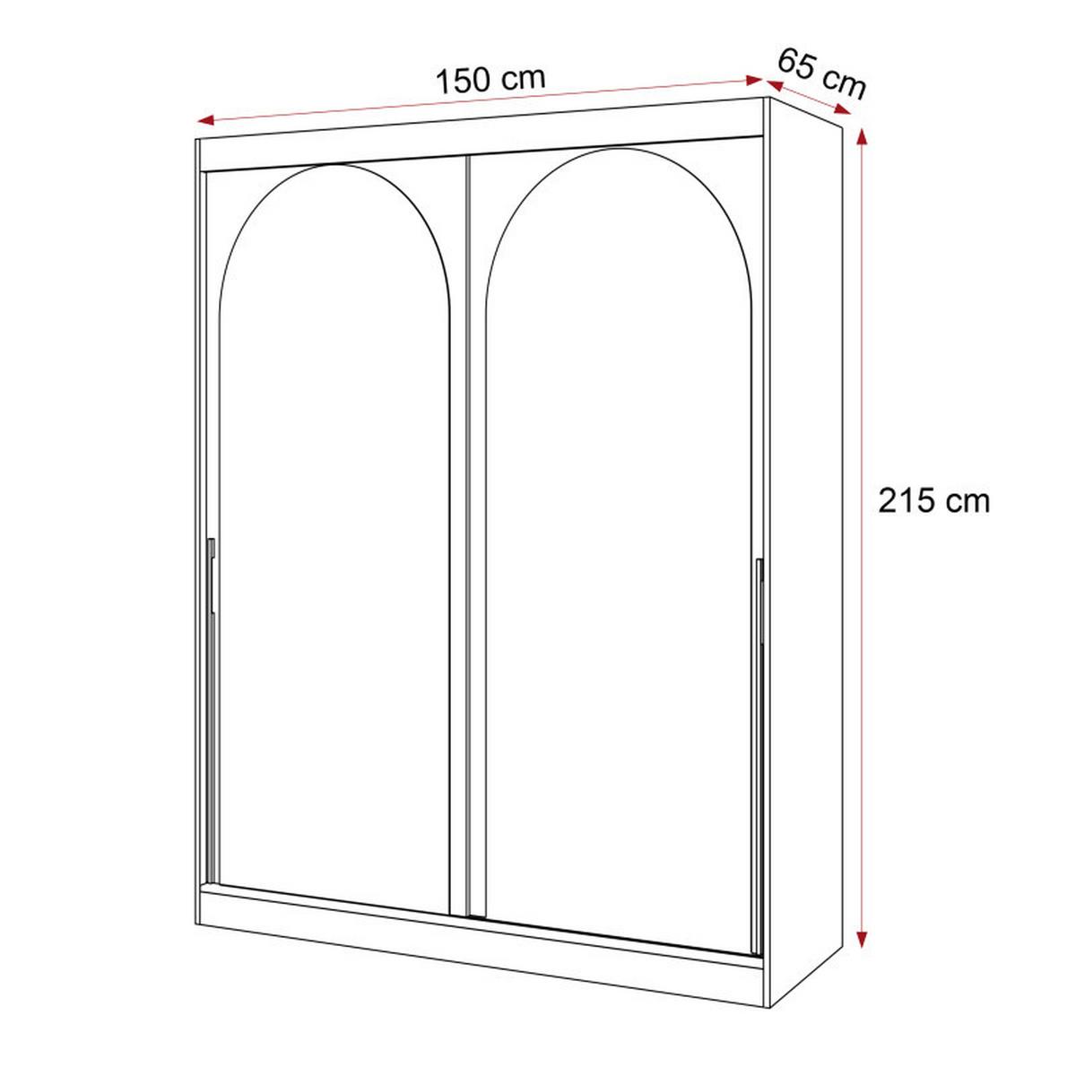 SCHWEBETÜRENSCHRANK CLARITY 2-türig 150/65/215 cm Schwarz / schwarze Griffe - Schwarz, Holzwerkstoff/Kunststoff (150/215/65cm) - Idohome