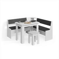 ECKBANKGRUPPE Tiberio Weiß 150 x 150 cm mit Tisch - Weiß, Holzwerkstoff (150/80/150cm) - Livinity®