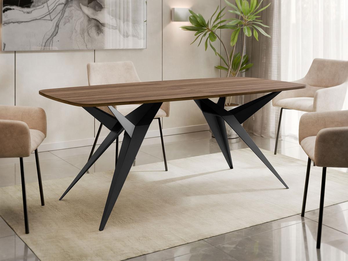 ESSTISCH ausziehbar Axis - Nussbaumfarben/Schwarz, Holzwerkstoff/Metall (90/160/76cm) - MIRJAN24