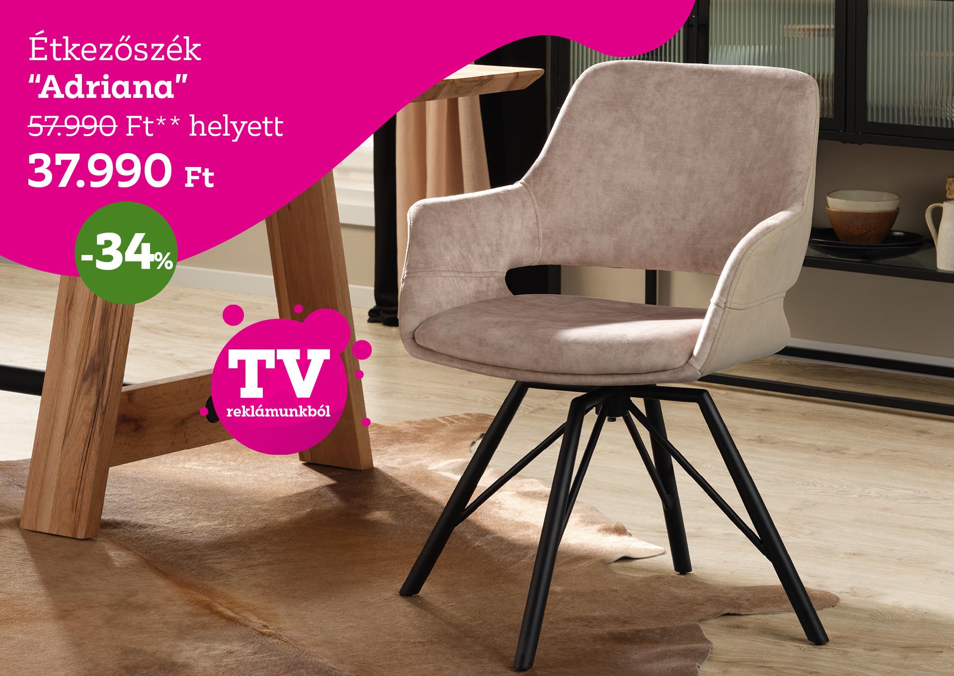 Étkezőszék Adriana 57990 Forint helyett 37990 Forint, kedvezmény mértéke 34%