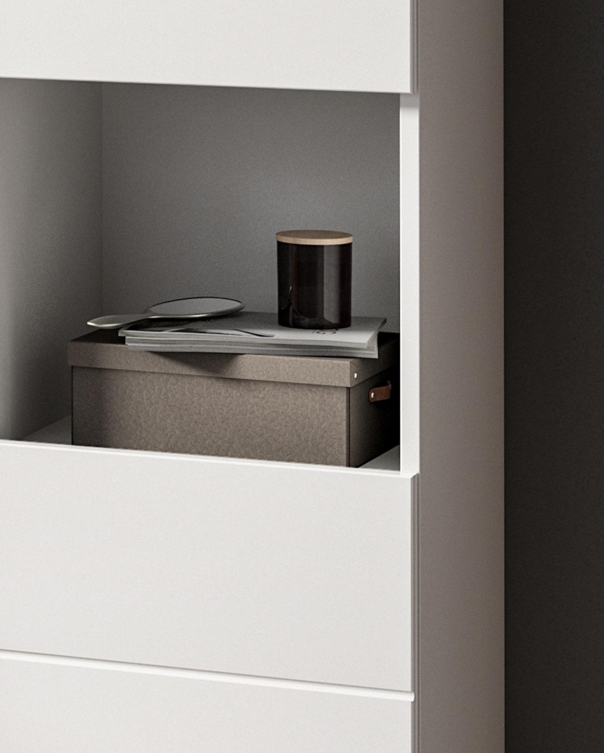 BADSCHRANK weiß Hochglanz 38 x 106 cm, Badezimmer Kommode mit Schubkasten - Weiß Hochglanz/Schwarz, Holzwerkstoff/Kunststoff (38/106/34cm) - Inn.Furn