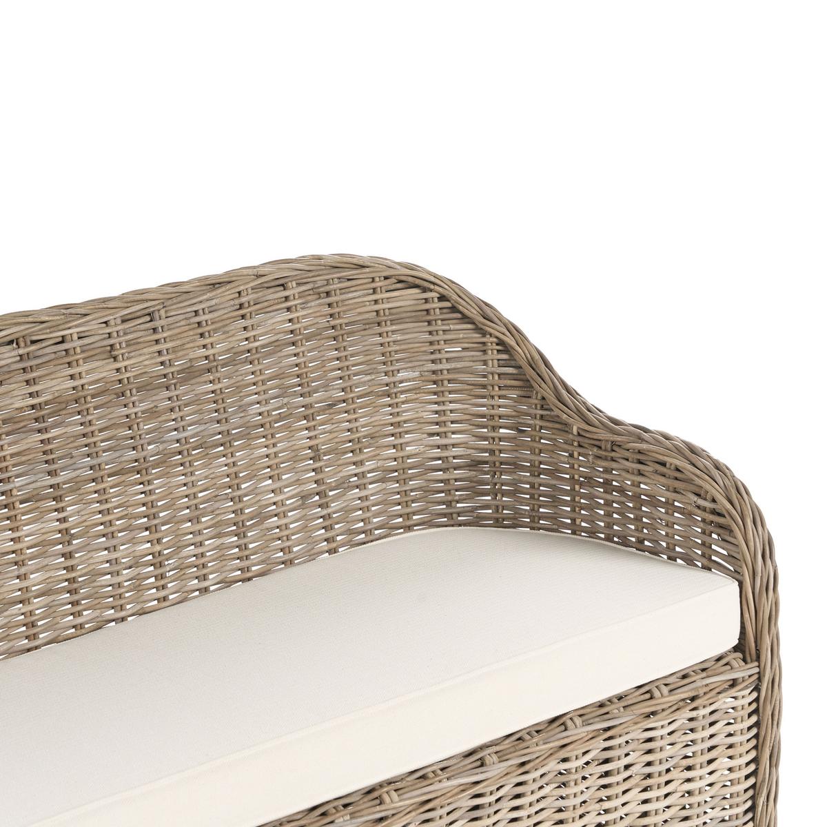 GARTENSOFA 2-Sitzer Naturfarben Susua - Naturfarben/Weiß, Naturmaterialien (141/86/69cm) - Beliani